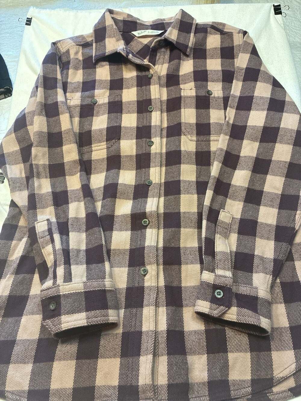Woolrich Women's Aubergine Buffalo Check Flannel Shirt Size L